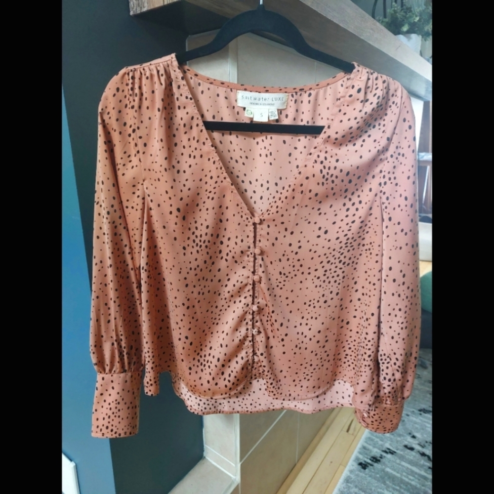 Saltwater Luxe cheetah print blouse size small